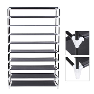 Scarpiera Valora nera | Armadio portaoggetti tessile a 9 ripiani