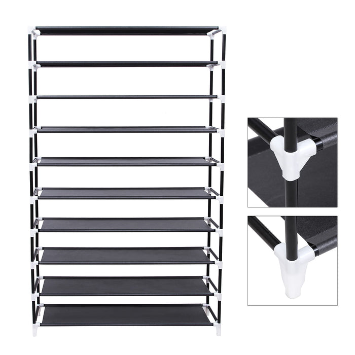 Scarpiera Valora nera | Armadio portaoggetti tessile a 9 ripiani