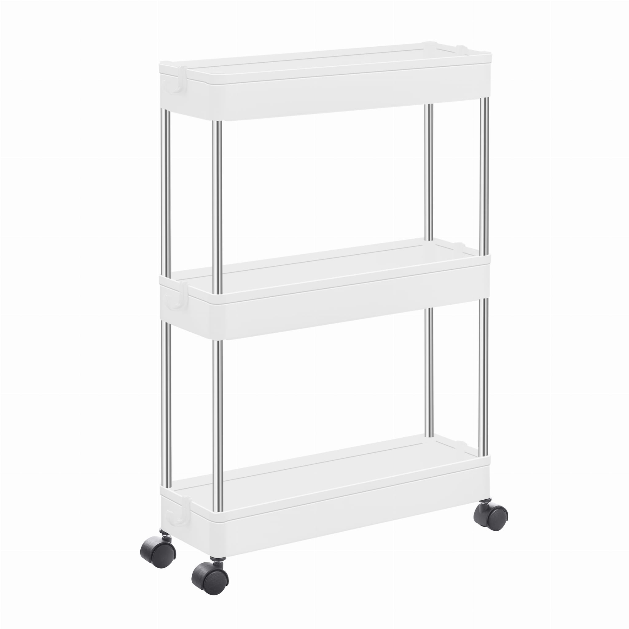Carrello portaoggetti mobile Valora White con 3 ripiani portaoggetti per cucine