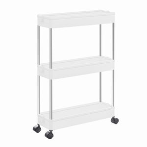 Carrello portaoggetti mobile Valora White con 3 ripiani portaoggetti per cucine