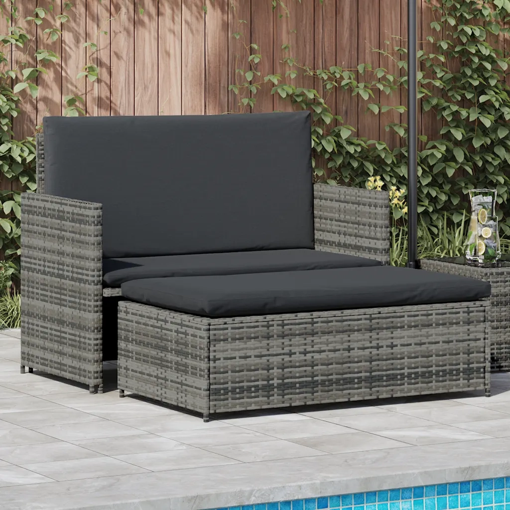 Set Divani da Giardino 2 pz | Set Salotto da Giardino con Cuscini in Polyrattan Grigio