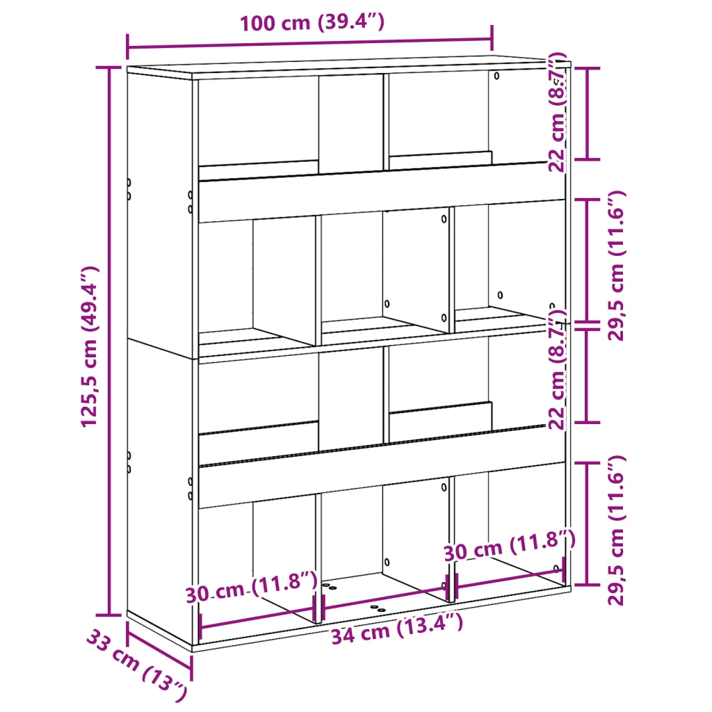Libreria Grigio Sonoma 100x33x125,5 cm in Legno Multistrato 3309362
