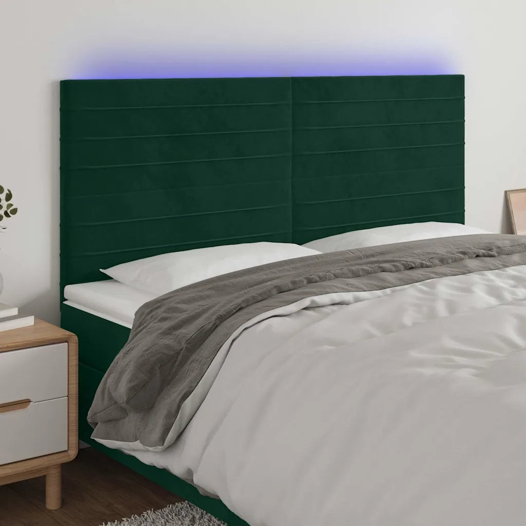 Testiera a LED Verde Scuro 200x5x118/128 cm in Velluto 3122633