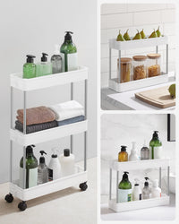 Carrello portaoggetti mobile Valora White con 3 ripiani portaoggetti per cucine