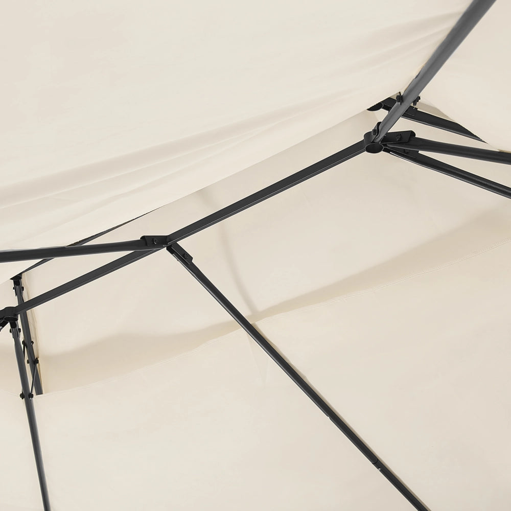 Gazebo Tessuto Beige Struttura in Acciaio Nero 300 x 400 cm Tende da Giardino
