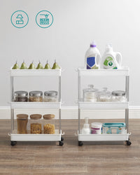 Carrello portaoggetti mobile Valora White con 3 ripiani portaoggetti per cucine