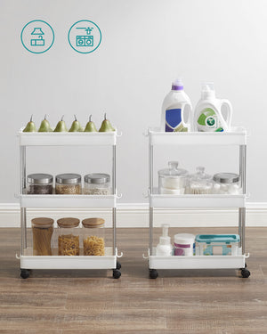 Carrello portaoggetti mobile Valora White con 3 ripiani portaoggetti per cucine