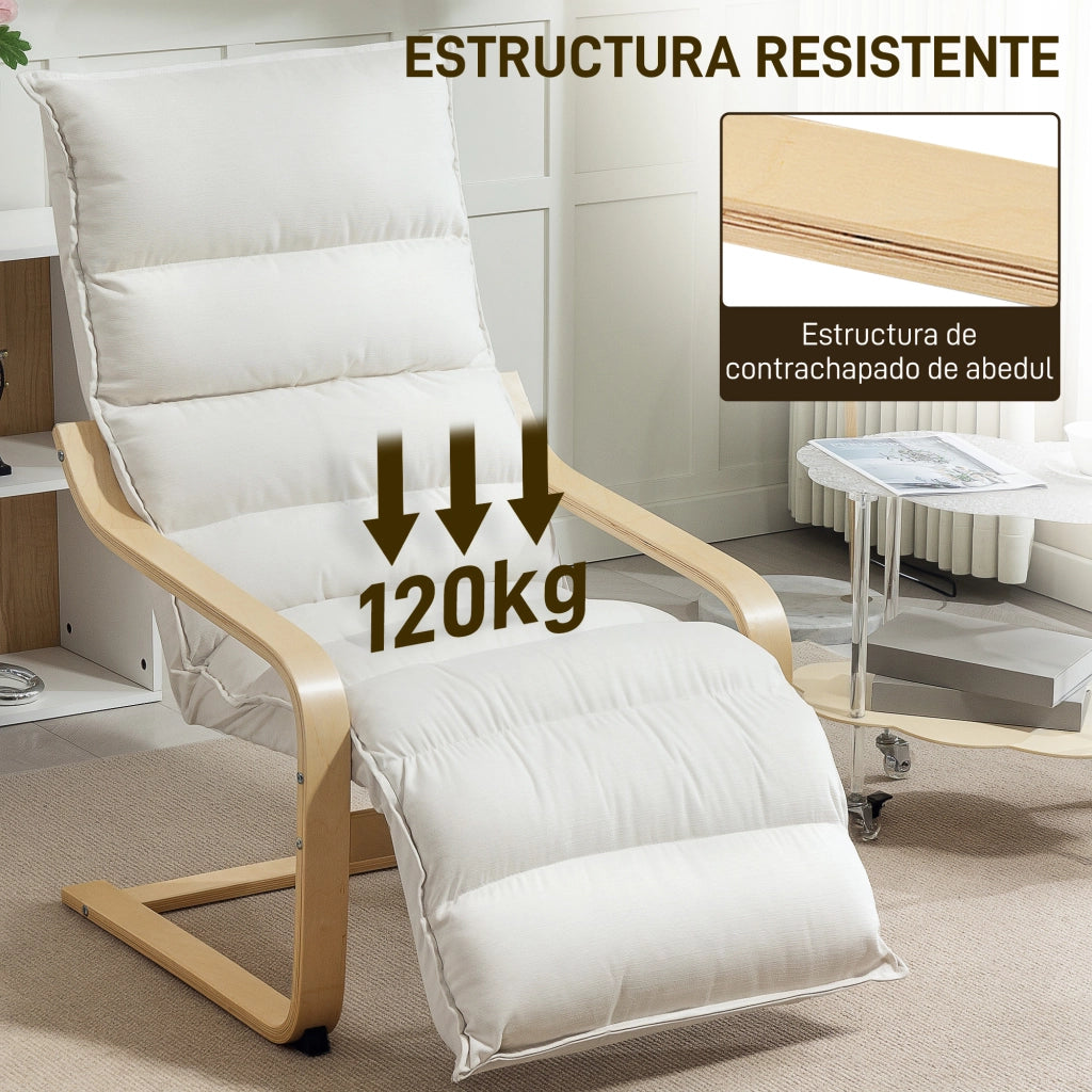 Poltrona Relax con Poggiapiedi ¨C Xylo ¨C Velluto Crema 67x93x105 cm