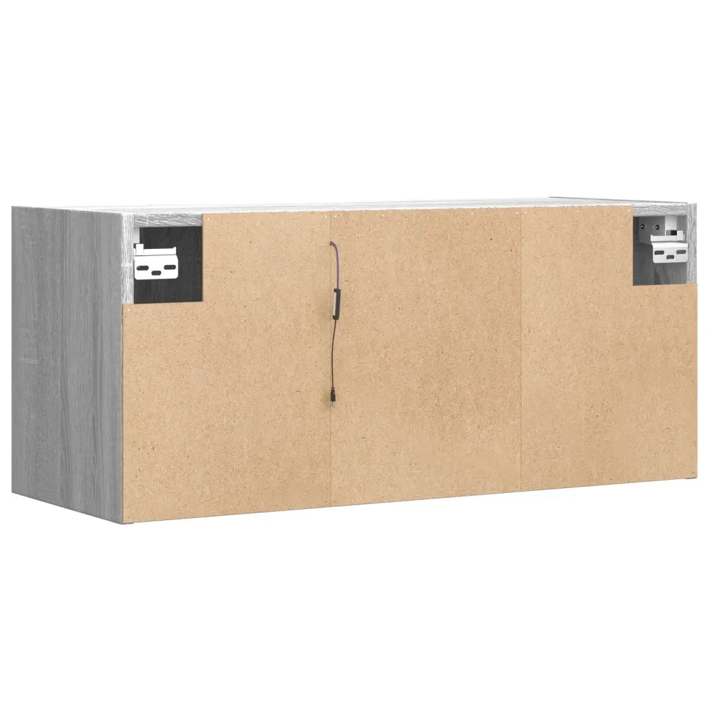 Mobile TV a Parete con Luci LED Grigio Sonoma 80x31x35 cm