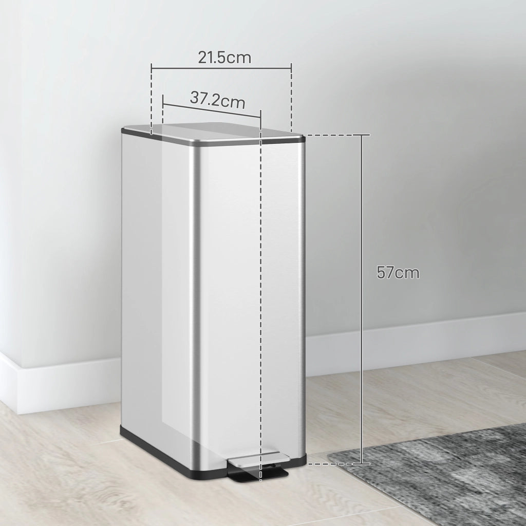 Cestino Spazzatura 20L ¨C zephmum ¨C Acciaio e PP, Argento, 21.5x37.2x57 cm