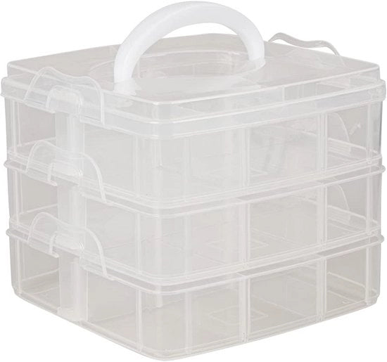 Scatola di Sorteggio Piccola con Maniglia - Trasparente, 3x6 Celle, 15,5x15x5x12,9 cm