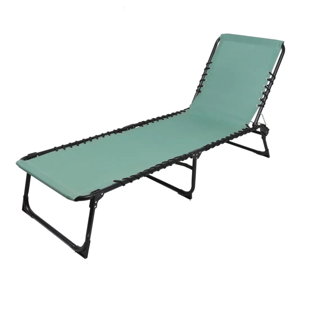 Set di 2 lettini verdi – 187x56x26/85 cm – Metallo – Tela resistente – Schienale reclinabile