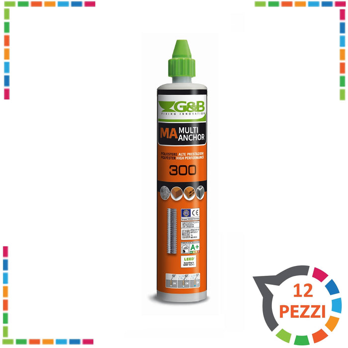 Resina ancorante per tassello chimico 300 ml G&B MA300 12 pz pistola silicone