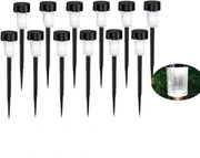 12 pezzi di Lampade LED bianche per giardino alimentate da energia solare – Luce calda – Impermeabili per Giardino, Terrazza e Prato