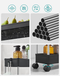 Valora MOBILE NERO SU RUOTE Scaffale mobile 4 ripiani Nero