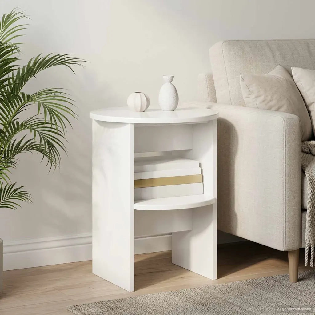 Mobile laterale 2 pcs Bianco Lucido Ø40 x 50 cm