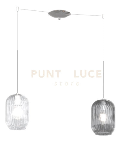 SOSPENSIONE CROMO 2 LUCI SPOSTABILE VETRI TR + FU 1181CR-S2 S-TF