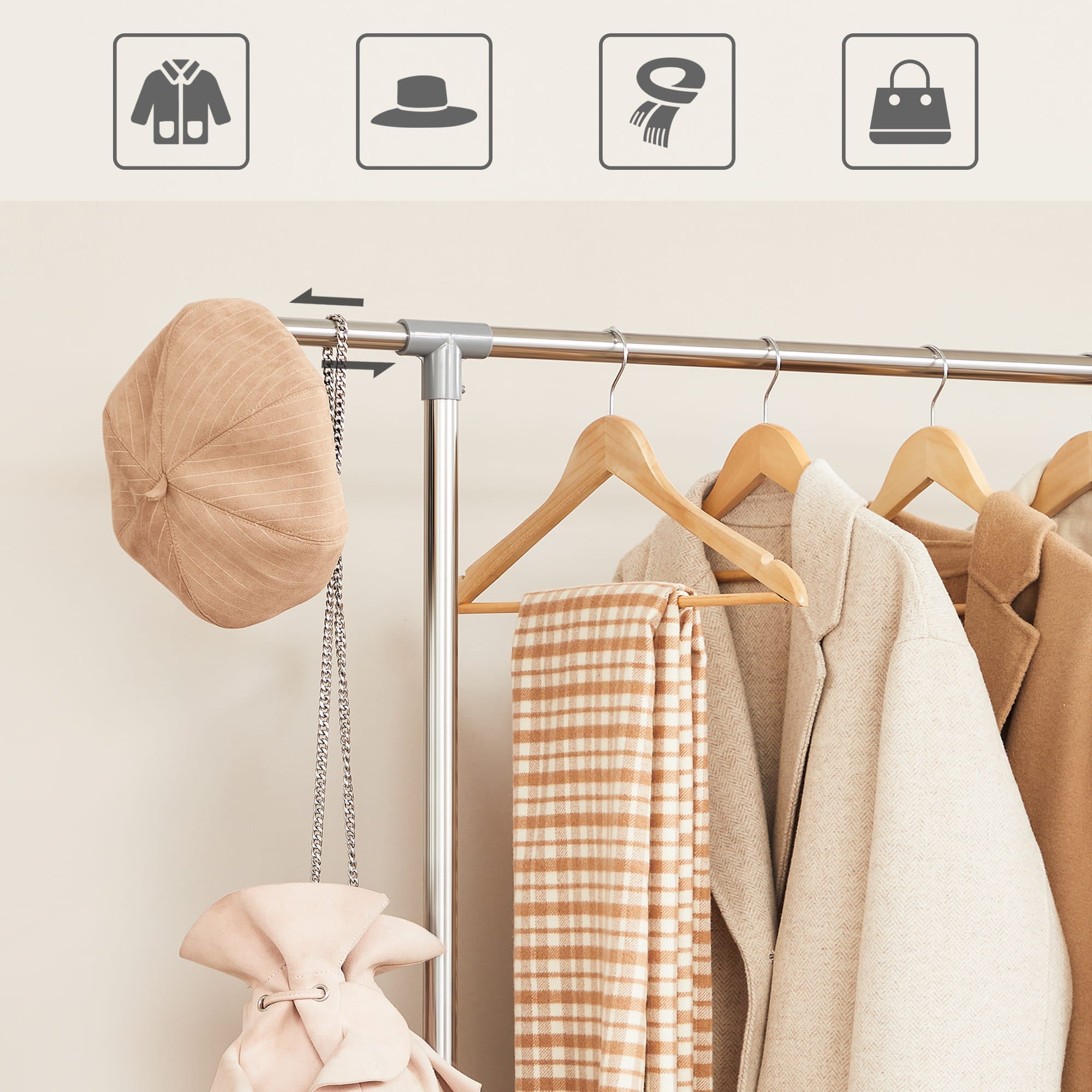 Appendiabiti VALORA su ruote - Argento LLR401