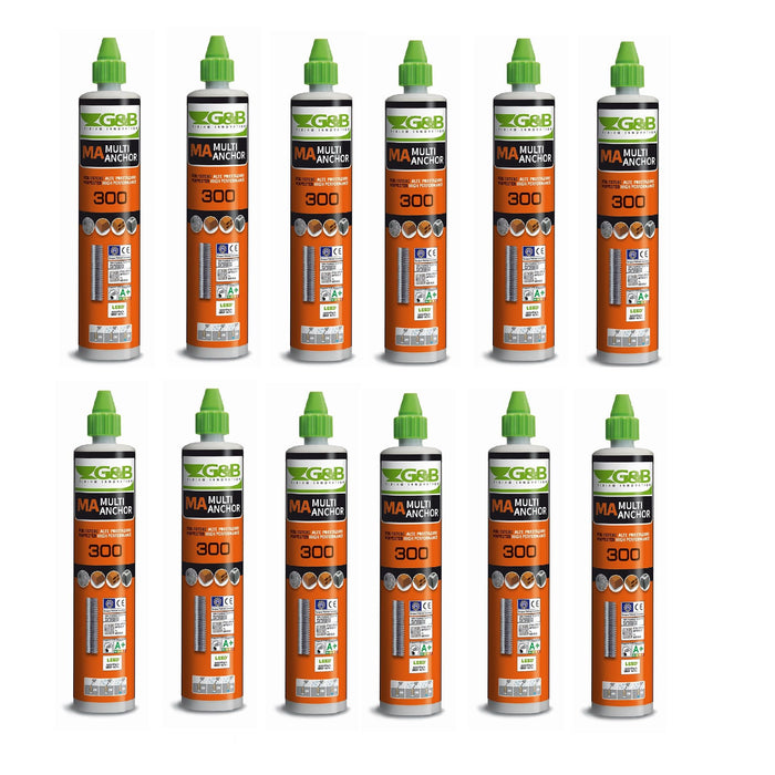 Resina ancorante per tassello chimico 300 ml G&B MA300 12 pz pistola silicone