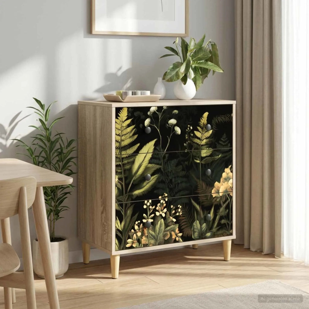 Cassettiera RHENEN Stampa tropicale 66 x 36,5 x 75 cm Sonoma 8007349