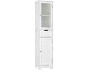Cassa da bagno alta - con ante e porte - regolabile - libera - bianca - 40x30x170cm
