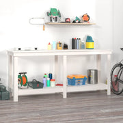 Banco da Lavoro Bianco 180x50x80 cm in Legno Massello di Pino 822512