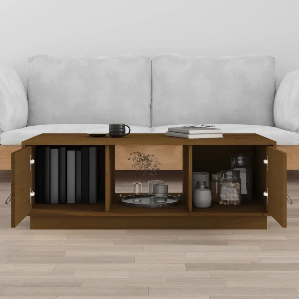Tavolino da Salotto ambra 100x50x35 cm Legno Massello di Pino 818268