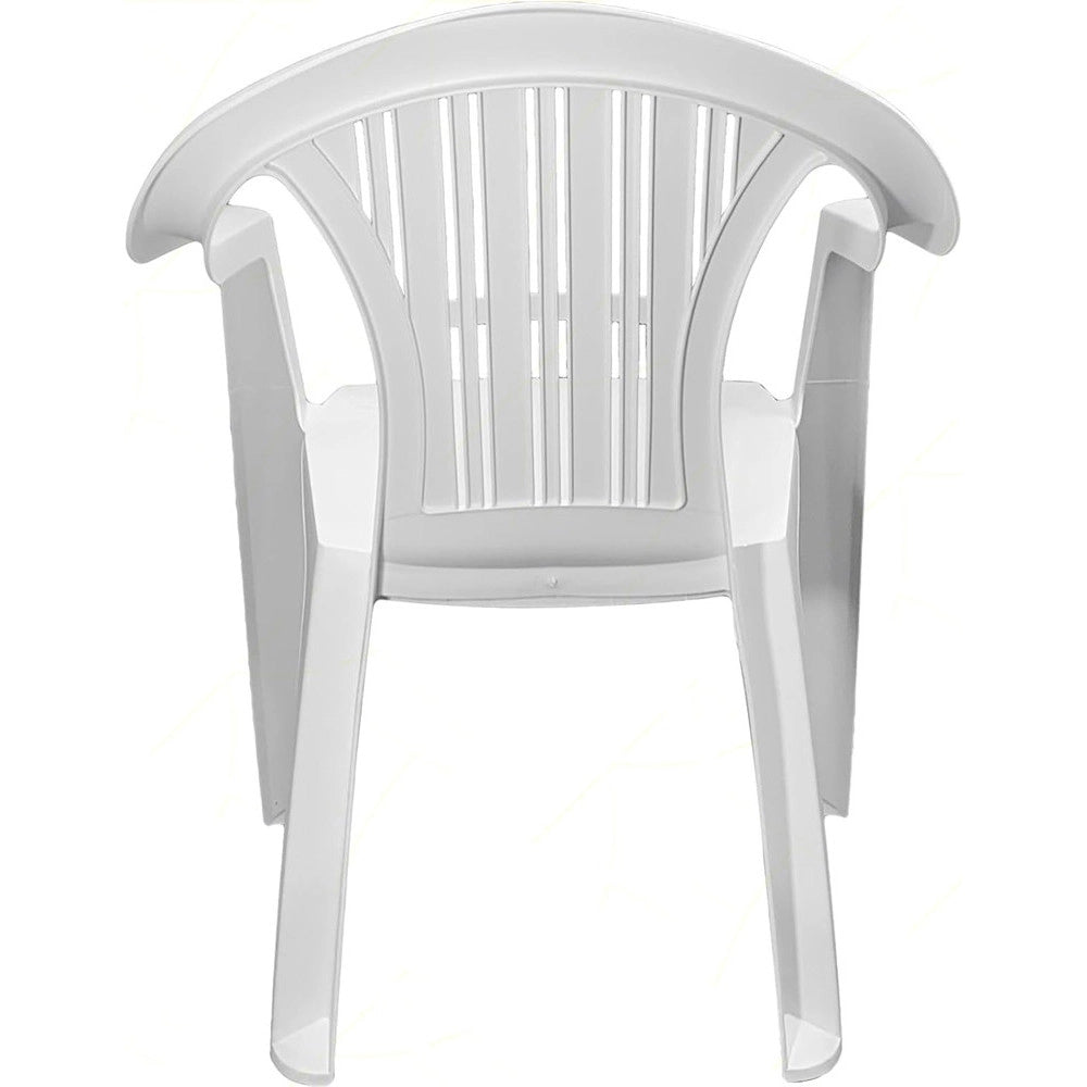 Trade Shop - Set 2 Pz Sedia Ratak Schienale Basso Monoblocco Bianca Opaca Con Braccioli 021048 -