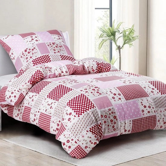 Set di lenzuola da letto, 135 x 200 cm, 100% cotone, respirante, set di lenzuola da letto morbide per persone con allergie, con chiusura a zip e cuscino, 80 x 80 cm, fiore a rilievo, 95 g/m² cotone