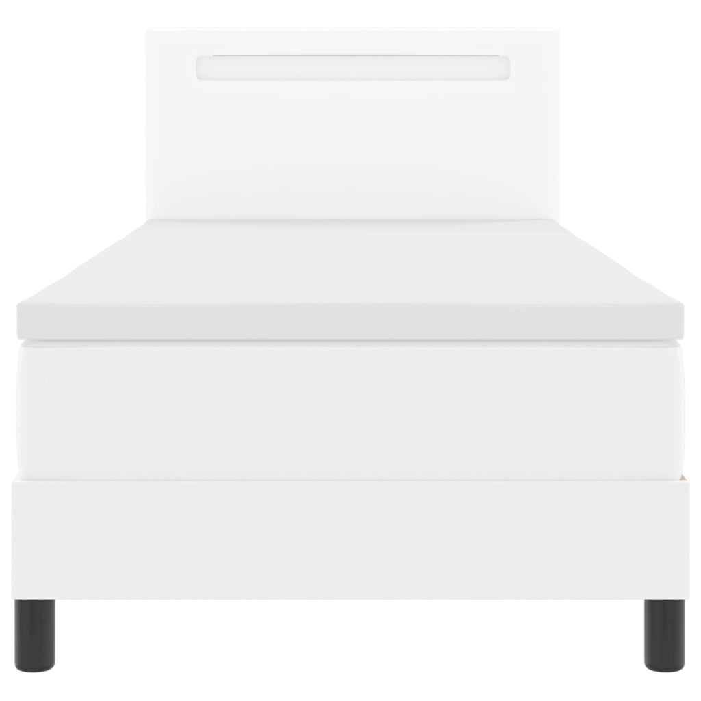 Letto Box Spring con Materasso Bianco 100x200 cm Finta Pelle