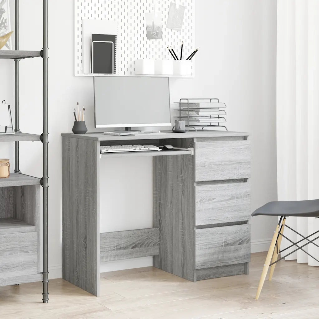 Scrivania | Tavolo da Ufficio Grigio Sonoma 90x45x76 cm in Legno Multistrato