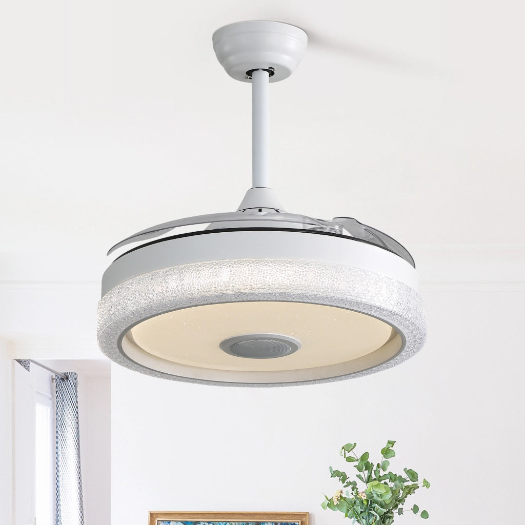 Ventilatore da soffitto con luce led 107 cm 3 colori temperatura rgb 32w 3 pale abs motore dc 220v