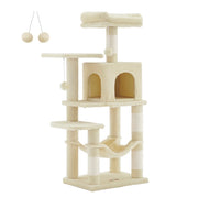 Albero per gatti amaca torre gioco 143 cm grigio beige 12_0003855