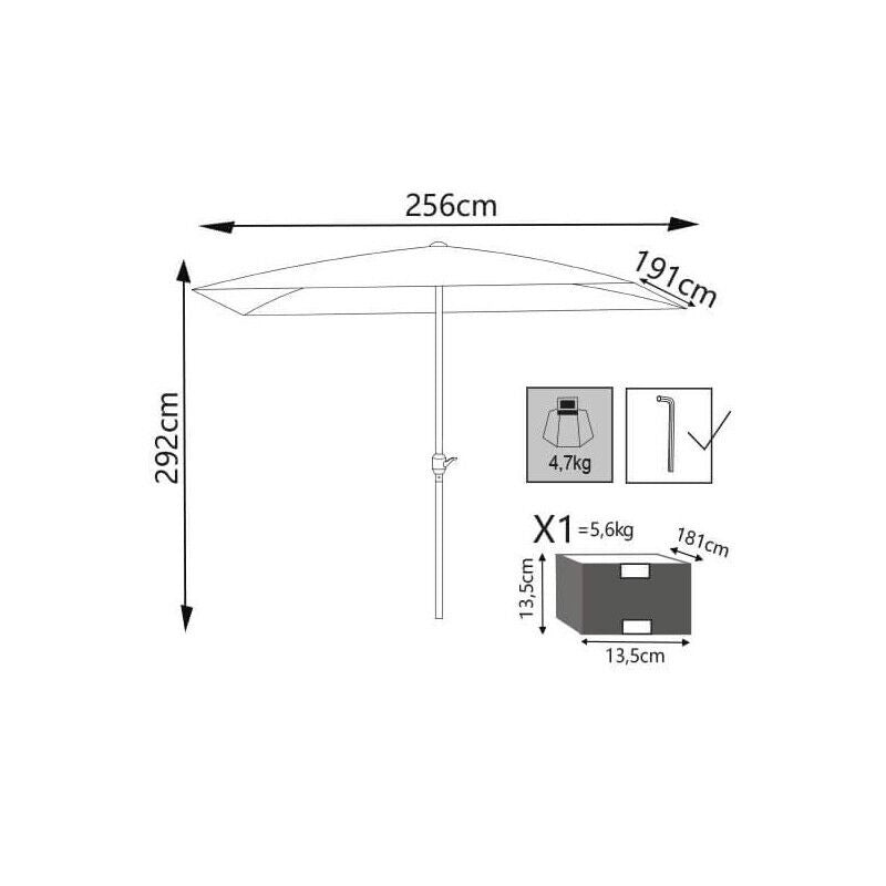 OMBRELLONE POLY ECO CON TELO BEIGE 2 X 3 MT