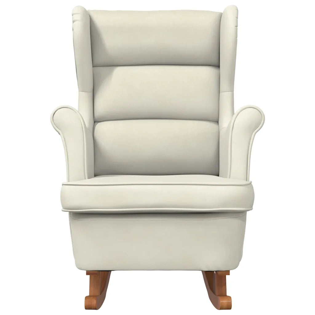 Sedia a dondolo con schienale alto in velluto crema 329372