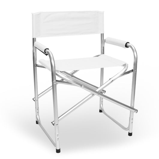Sedia relax pieghevole Regista in alluminio con rivestimento in textilene bianco