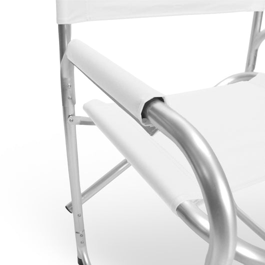 Sedia relax pieghevole Regista in alluminio con rivestimento in textilene bianco