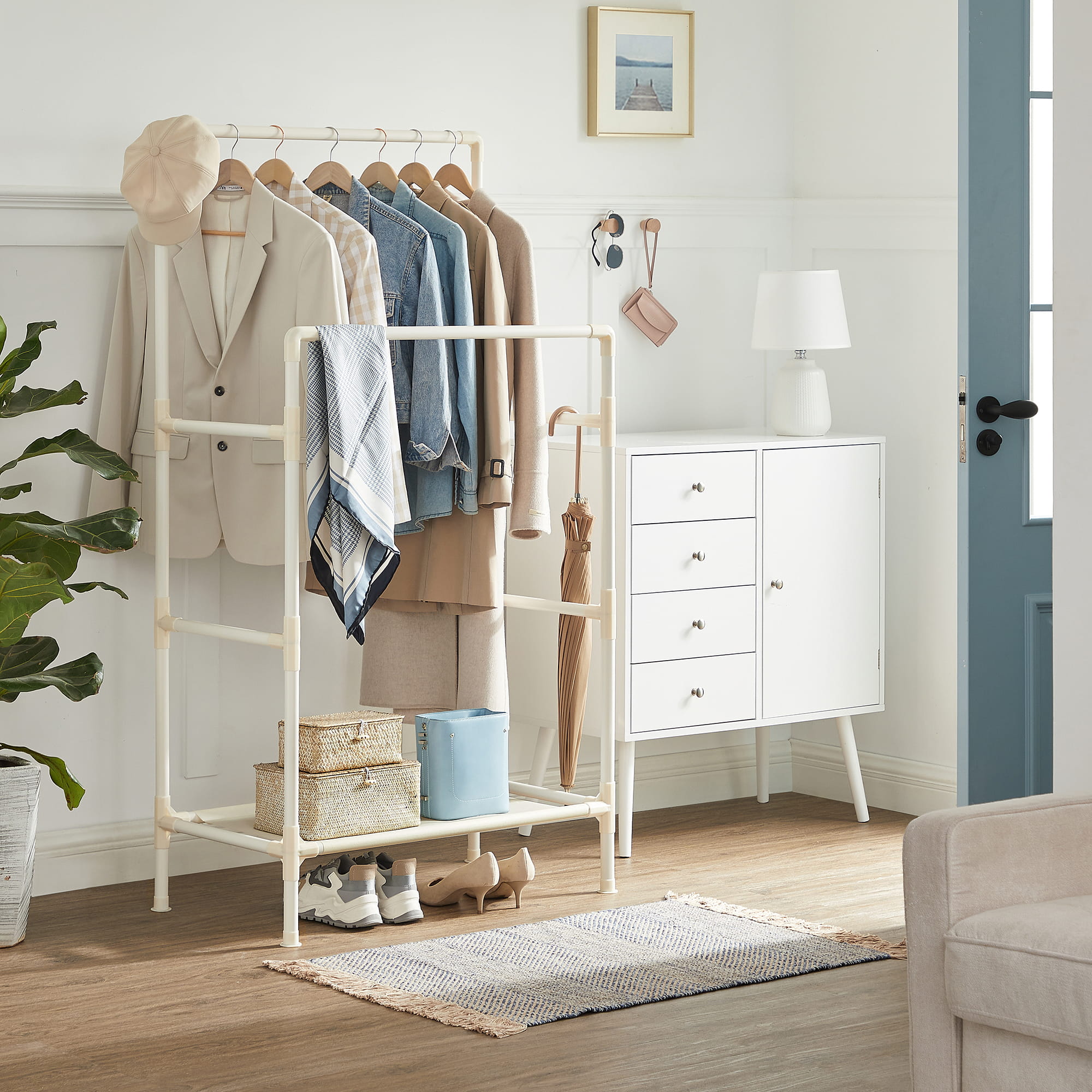 APPENDIABITI VALORA con ripiano - Ecru RDR01WT