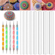 Strumenti per puntellare - 13 pezzi di pennelli per mandala - stecchi acrilici - pennarelli per arte - strumenti per DIY per disegnare su pietra - punta doppia 3-15 mm - attrezzo per disegno