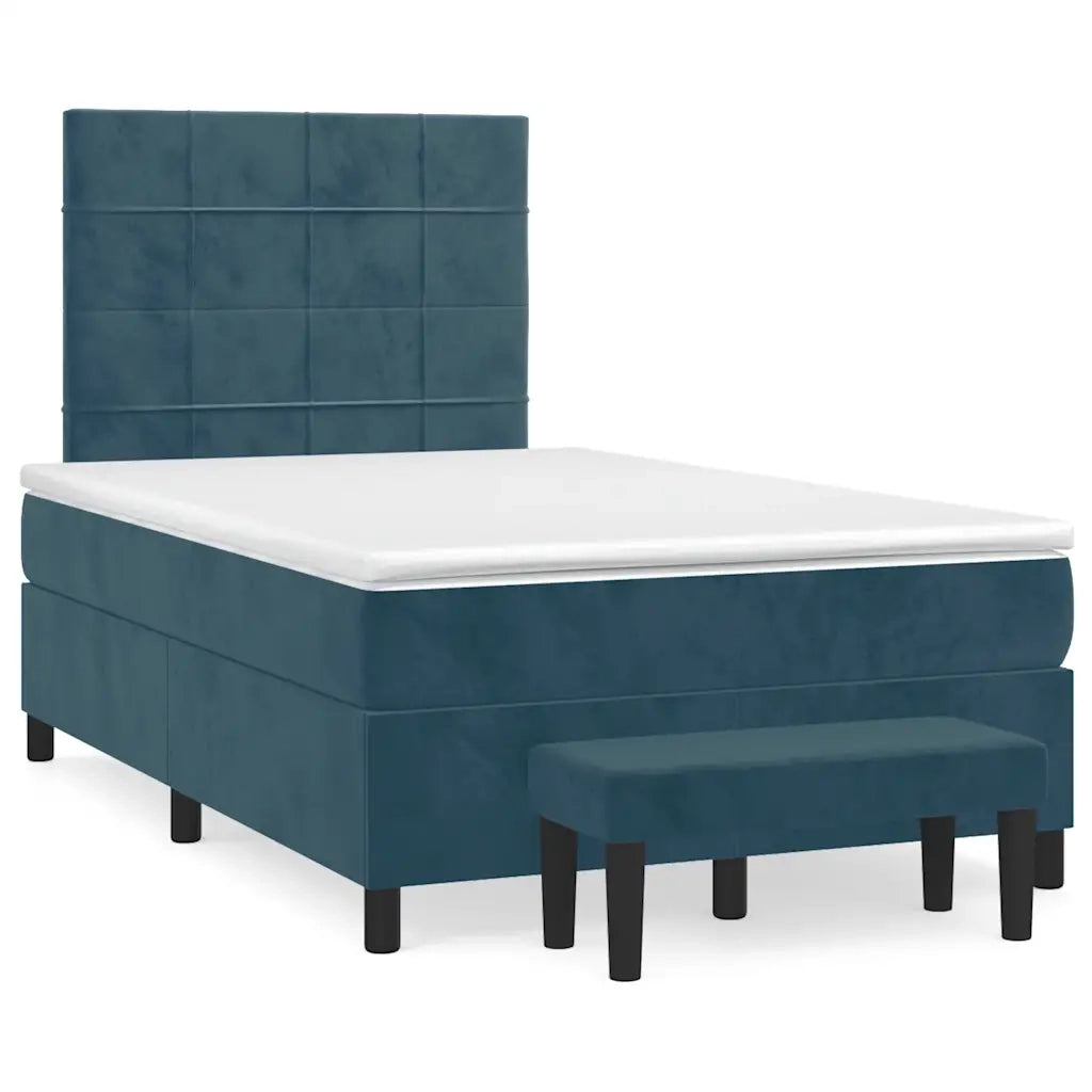 Giroletto a Molle con Materasso Blu Scuro 120x200 cm in Velluto 3137837