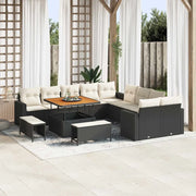 Set Divano da Giardino 17 pcs Nero e Crema polyrattan 3363615