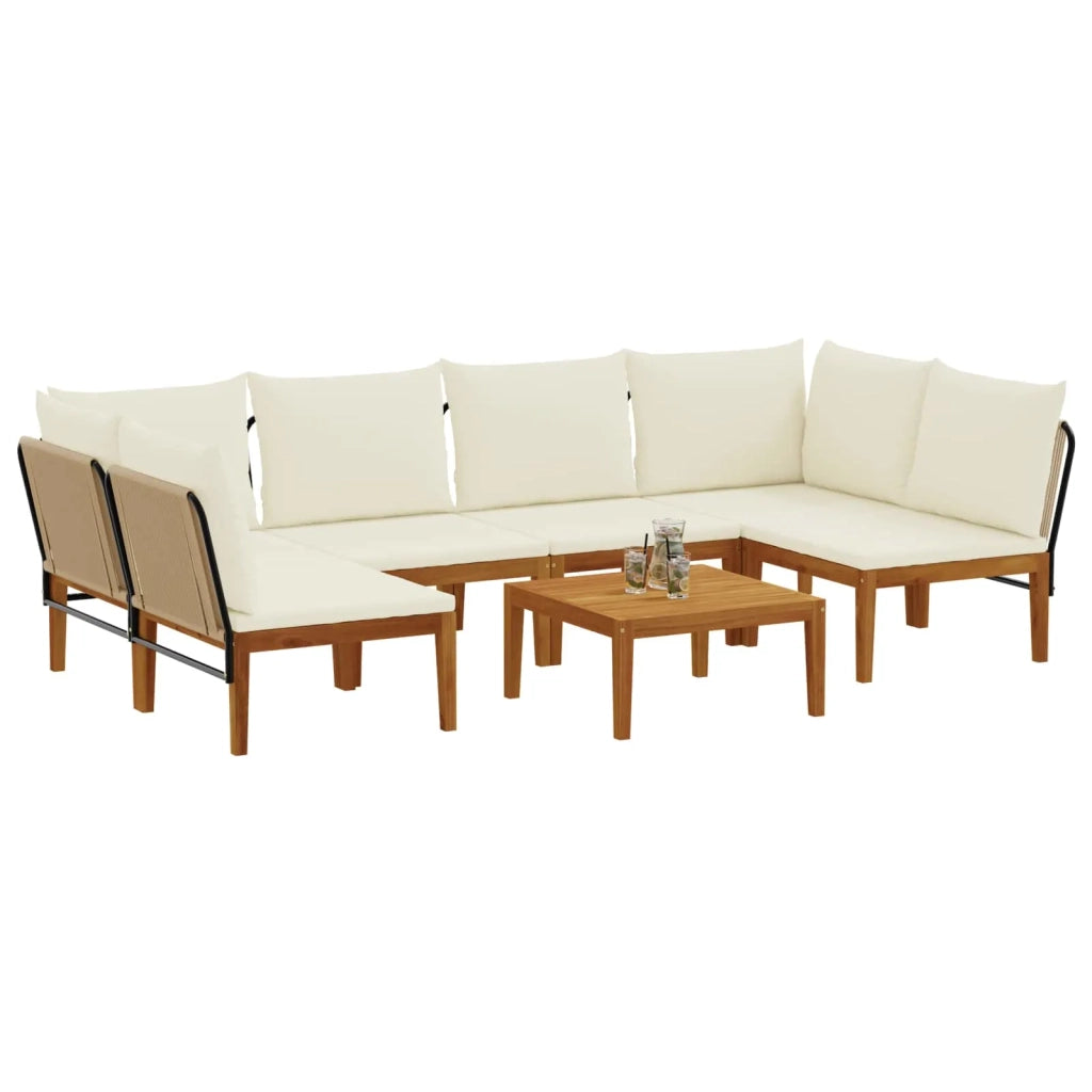 7 pcs Legno massiccio di acacia e corda Naturale 3407785