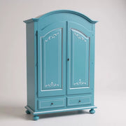 Armadio shabby chic legno decorato azzurro anticato 125x60x200 - Mobili 2G