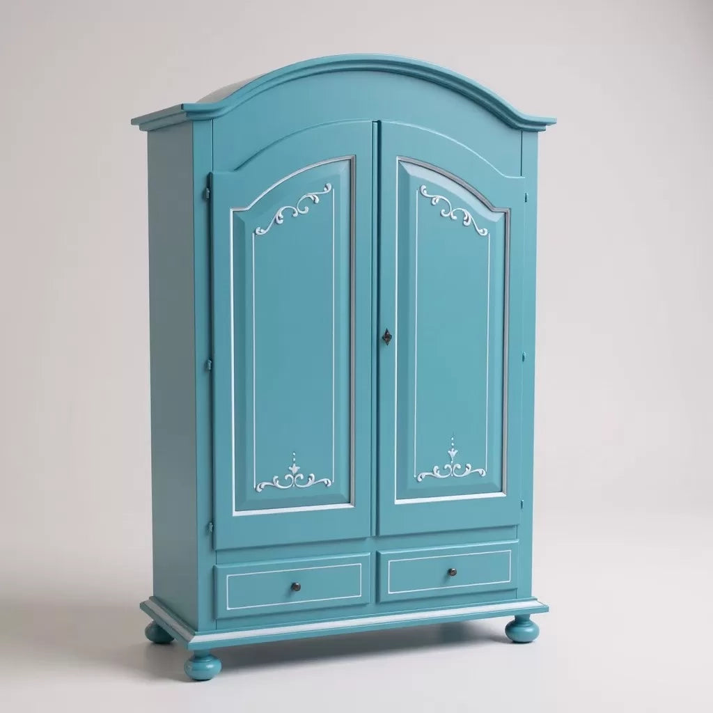 Armadio shabby chic legno decorato azzurro anticato 125x60x200 - Mobili 2G