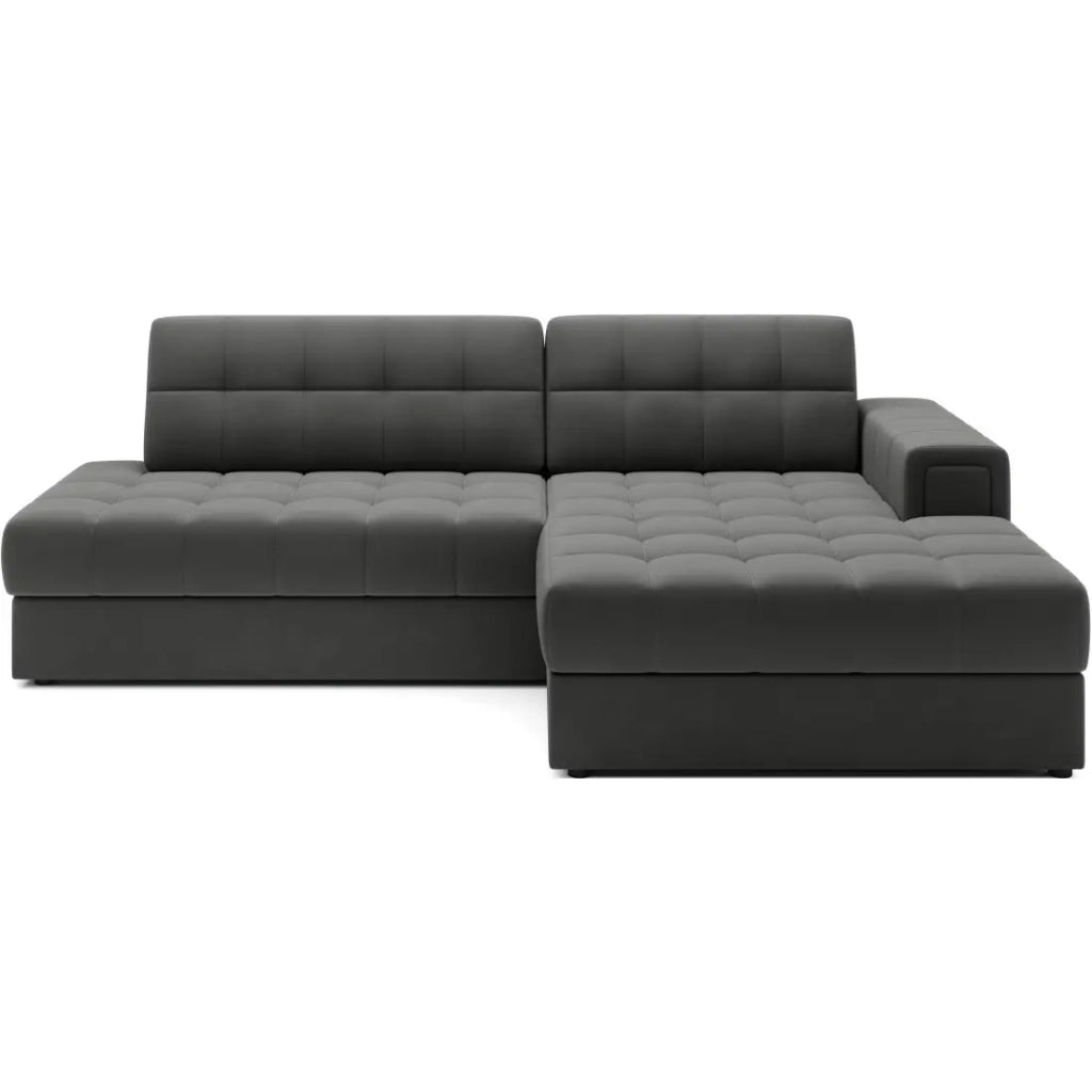 Divano angolare trasformabile CUBITO marrone 240 cm con contenitore e letto