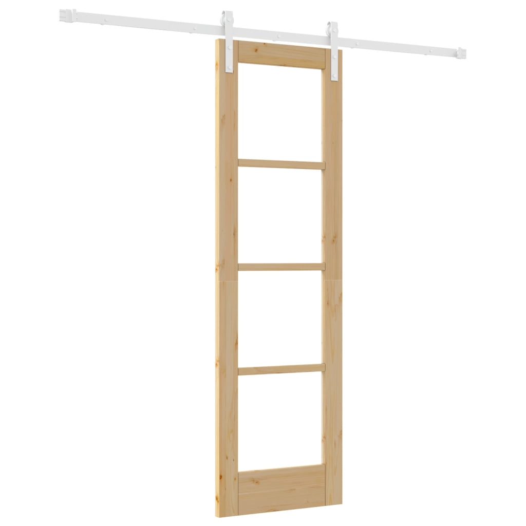 Porta Scorrevole  con Set di Ferramenta 'ORKDAL'Legno Massello & Vetro