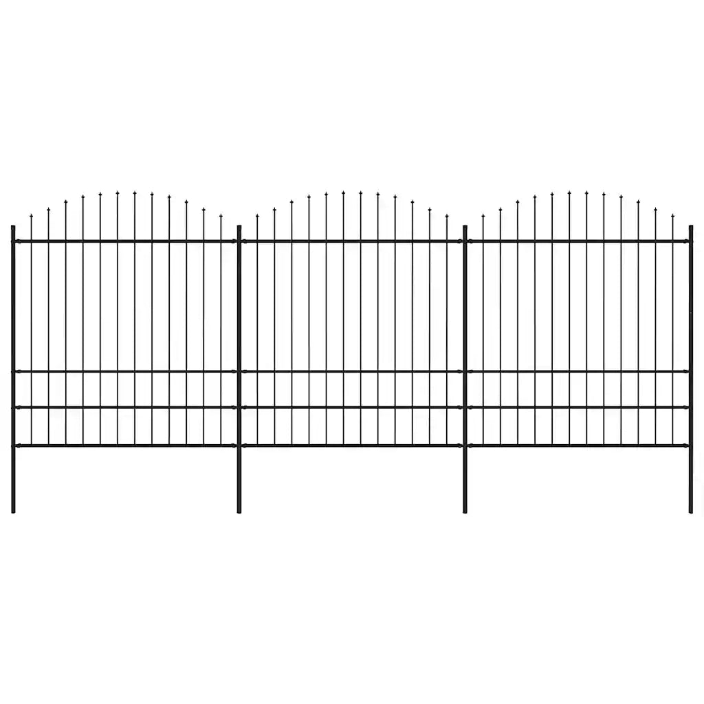 Recinzione da Giardino con Punta a Lancia in Acciaio 504x200 cm Nero 277750