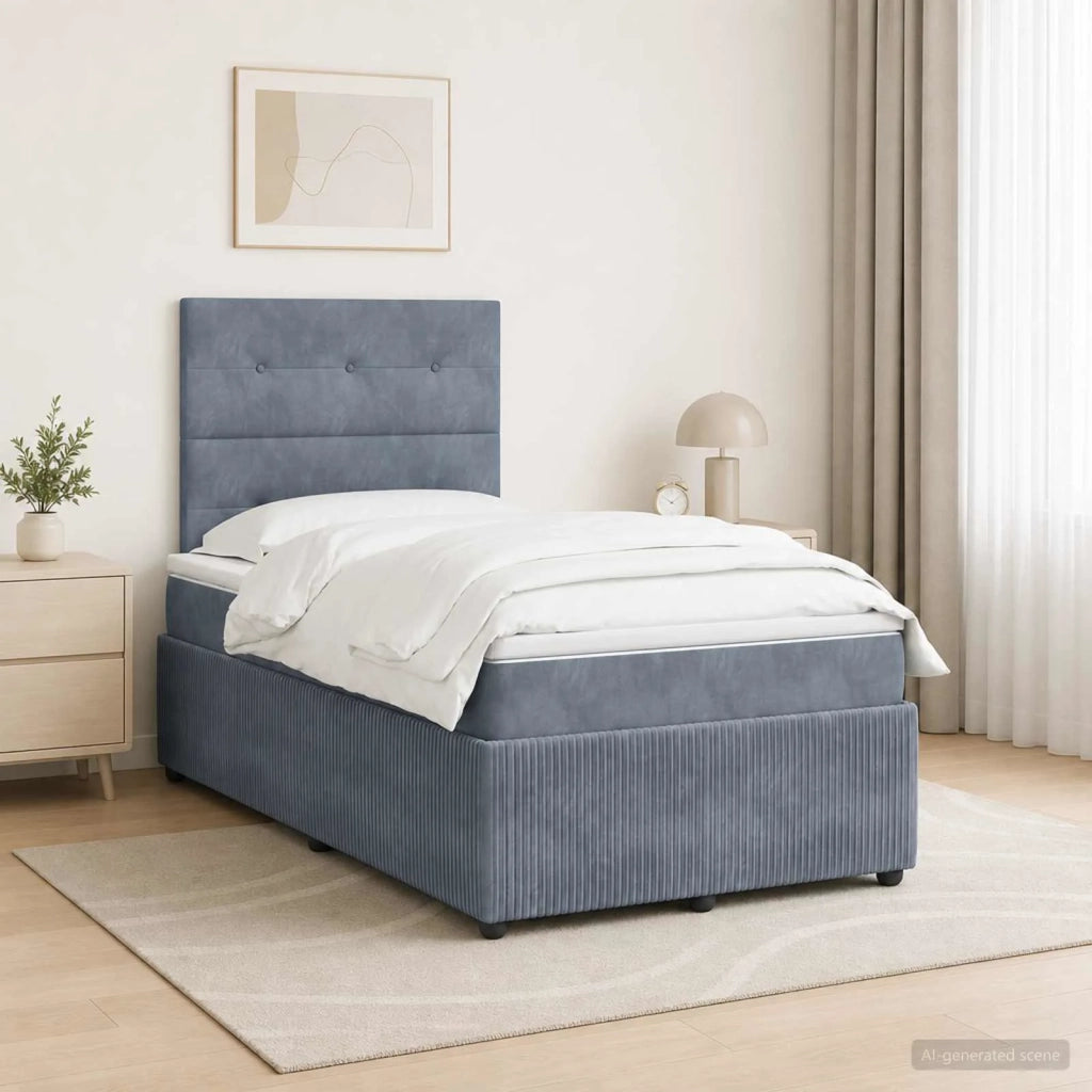 Letto Box Spring LED con Materasso Grigio Scuro 120 x 200 cm 3456048