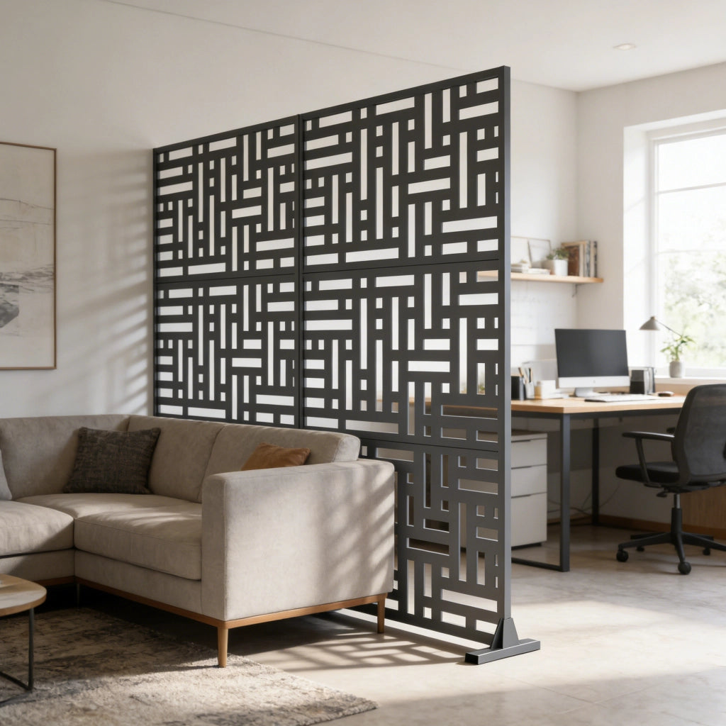Pannello Divisorio Bernalda Struttura Traforata in Acciaio 180 x 90 cm Grigio Antracite casa.pro