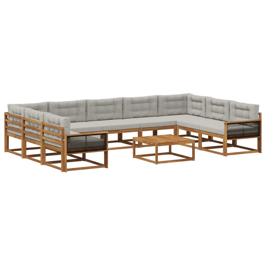 Set di divani da esterno 10 pcs Naturale e Grigio Chiaro 3382904